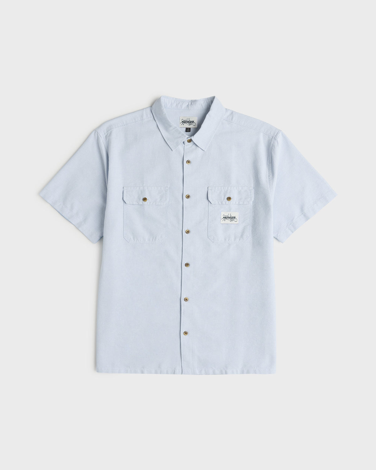 Bad Dog Short Sleeve Oxford Shirt - Blue Fog