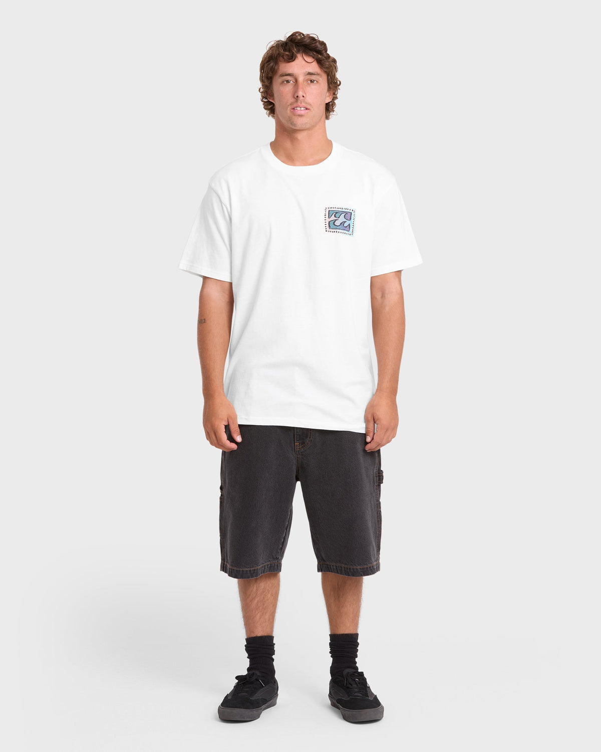 Crayon Wave Premium Short Sleeve Knit T-Shirt - Off White